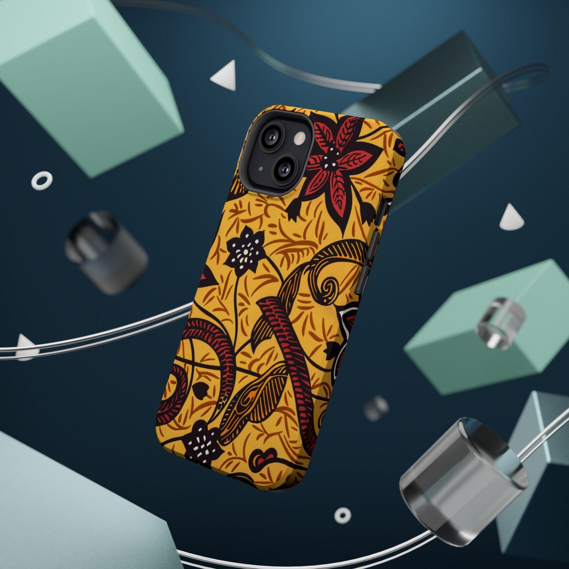 Floral Batik Magnetic Phone Case — Impact - Resistant iPhone Cover - DIGITAL X