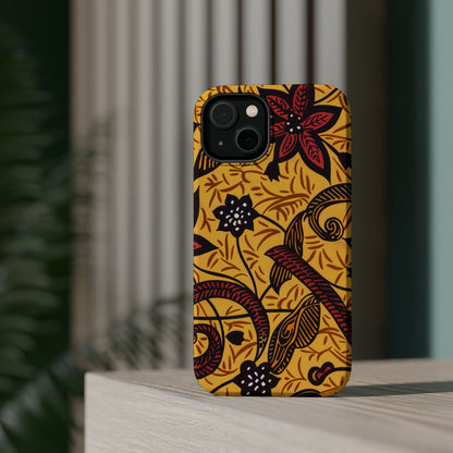 Floral Batik Magnetic Phone Case — Impact - Resistant iPhone Cover - DIGITAL X
