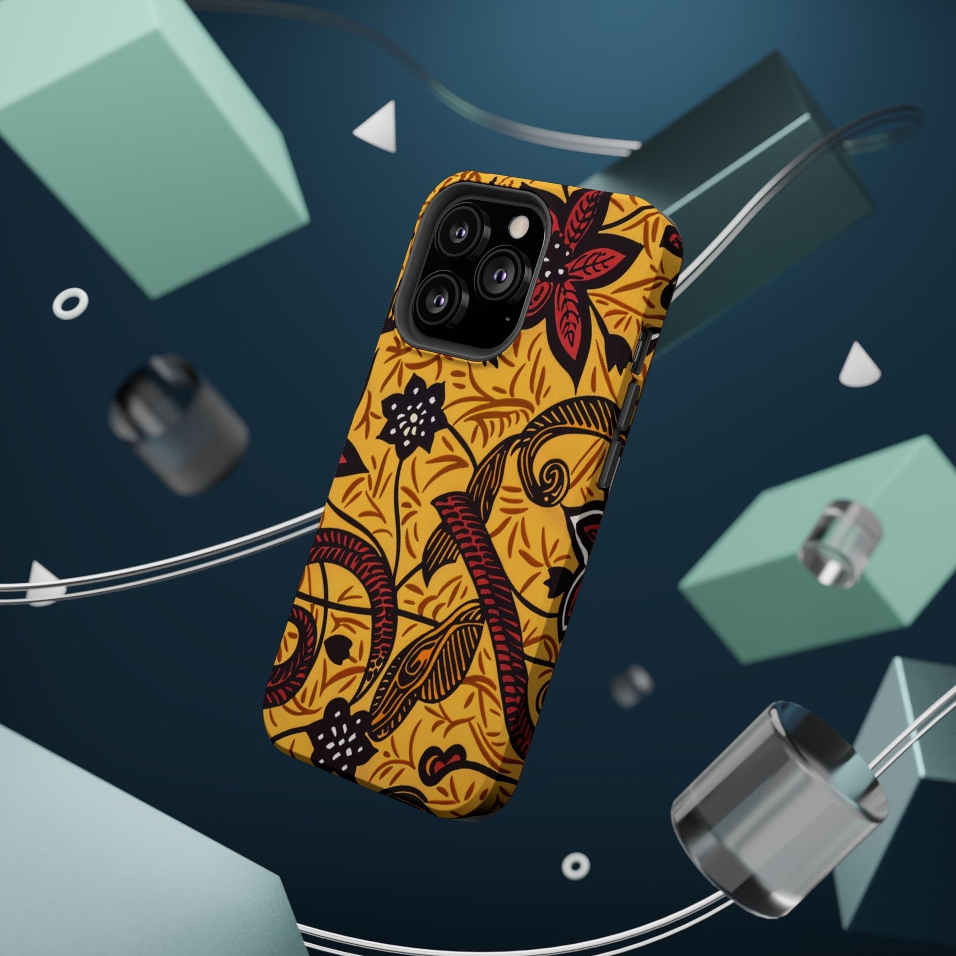Floral Batik Magnetic Phone Case — Impact - Resistant iPhone Cover - DIGITAL X