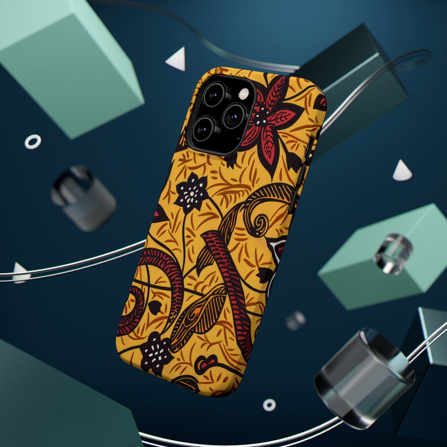 Floral Batik Magnetic Phone Case — Impact - Resistant iPhone Cover - DIGITAL X