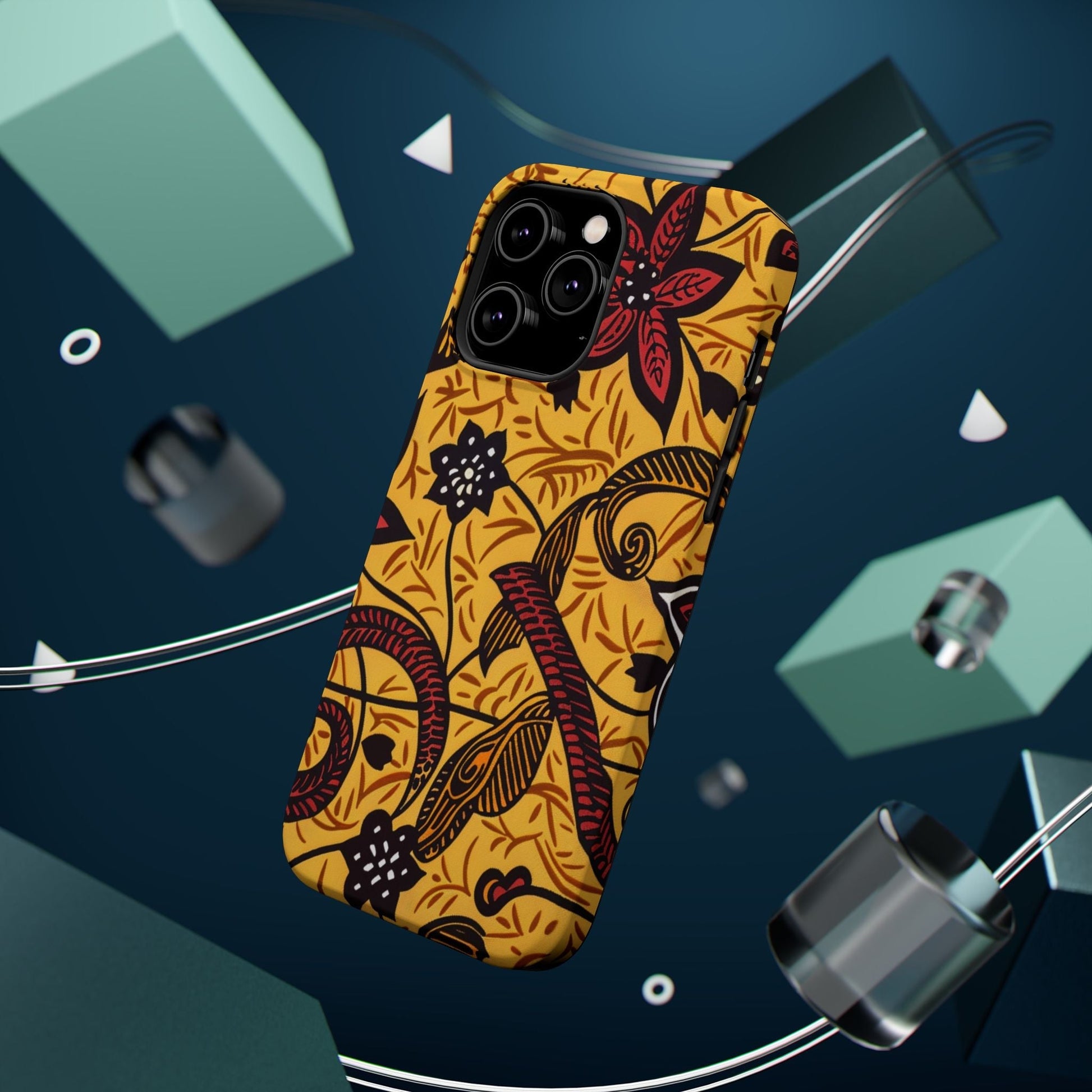 Floral Batik Magnetic Phone Case — Impact - Resistant iPhone Cover - DIGITAL X