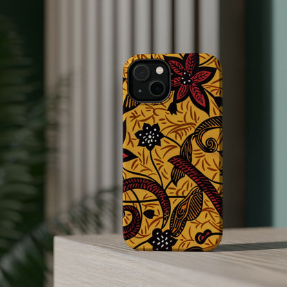 Floral Batik Magnetic Phone Case — Impact - Resistant iPhone Cover - DIGITAL X