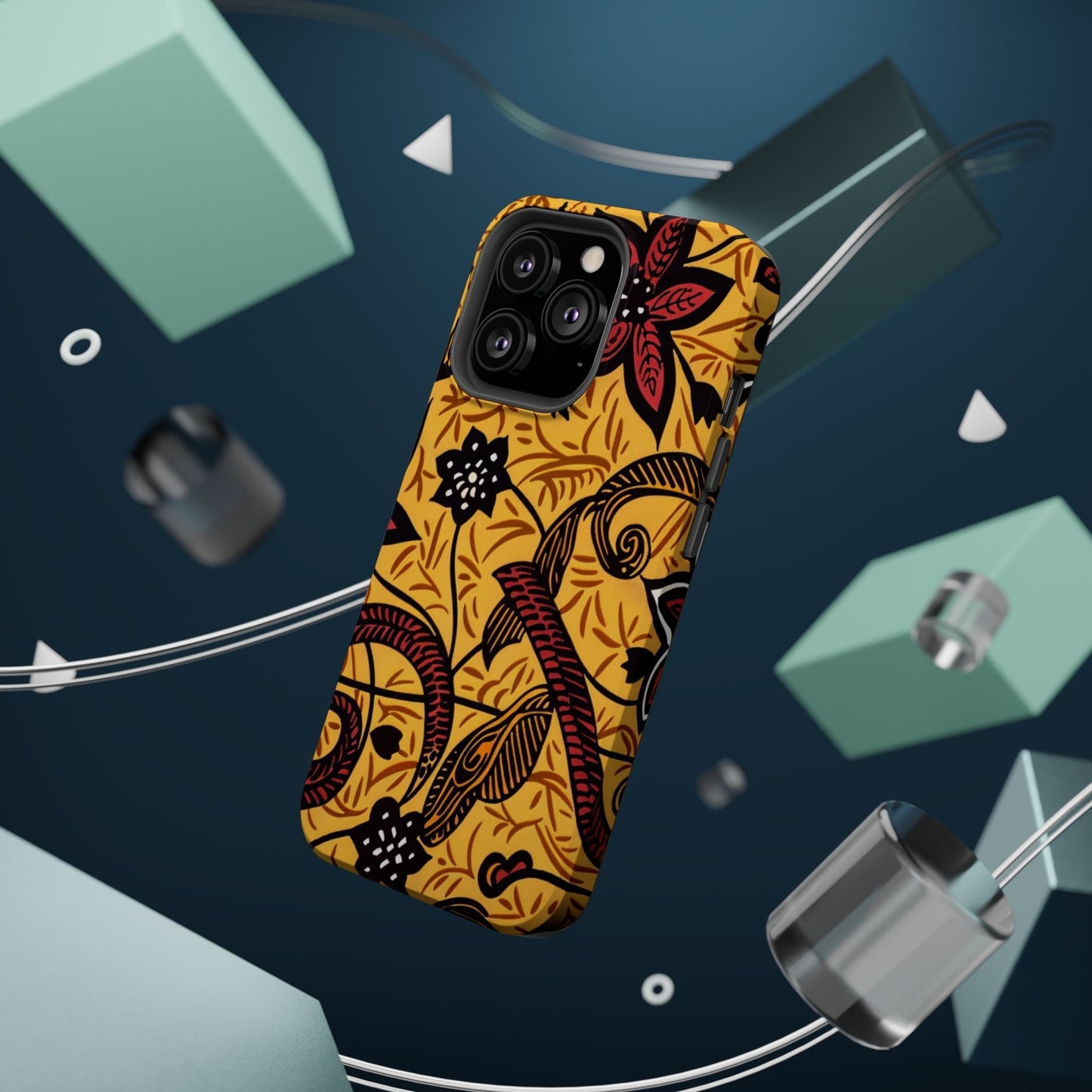 Floral Batik Magnetic Phone Case — Impact - Resistant iPhone Cover - DIGITAL X