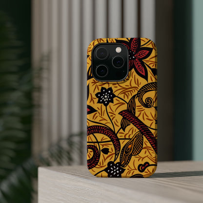 Floral Batik Magnetic Phone Case — Impact - Resistant iPhone Cover - DIGITAL X