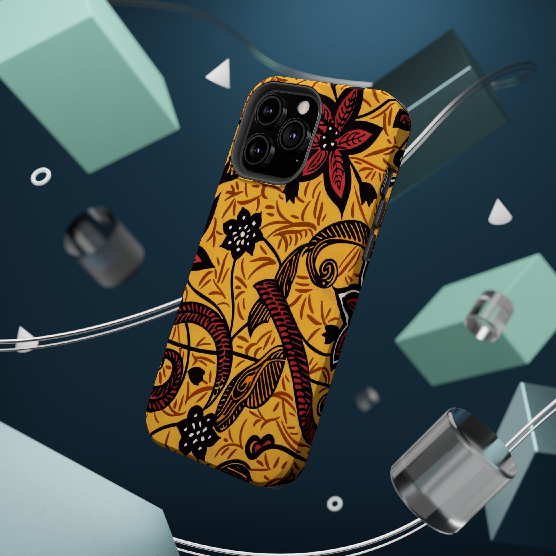 Floral Batik Magnetic Phone Case — Impact - Resistant iPhone Cover - DIGITAL X