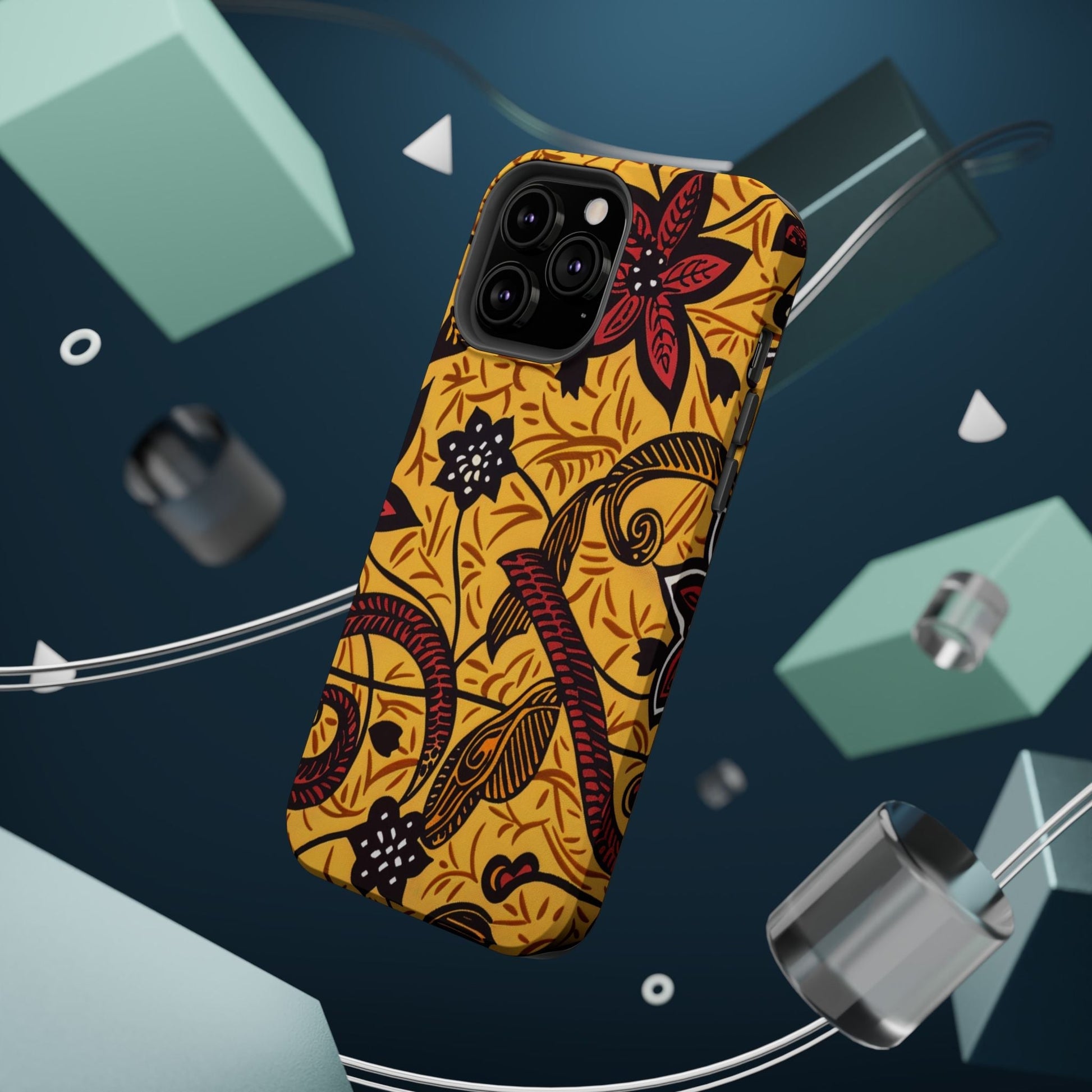 Floral Batik Magnetic Phone Case — Impact - Resistant iPhone Cover - DIGITAL X