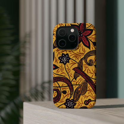 Floral Batik Magnetic Phone Case — Impact - Resistant iPhone Cover - DIGITAL X