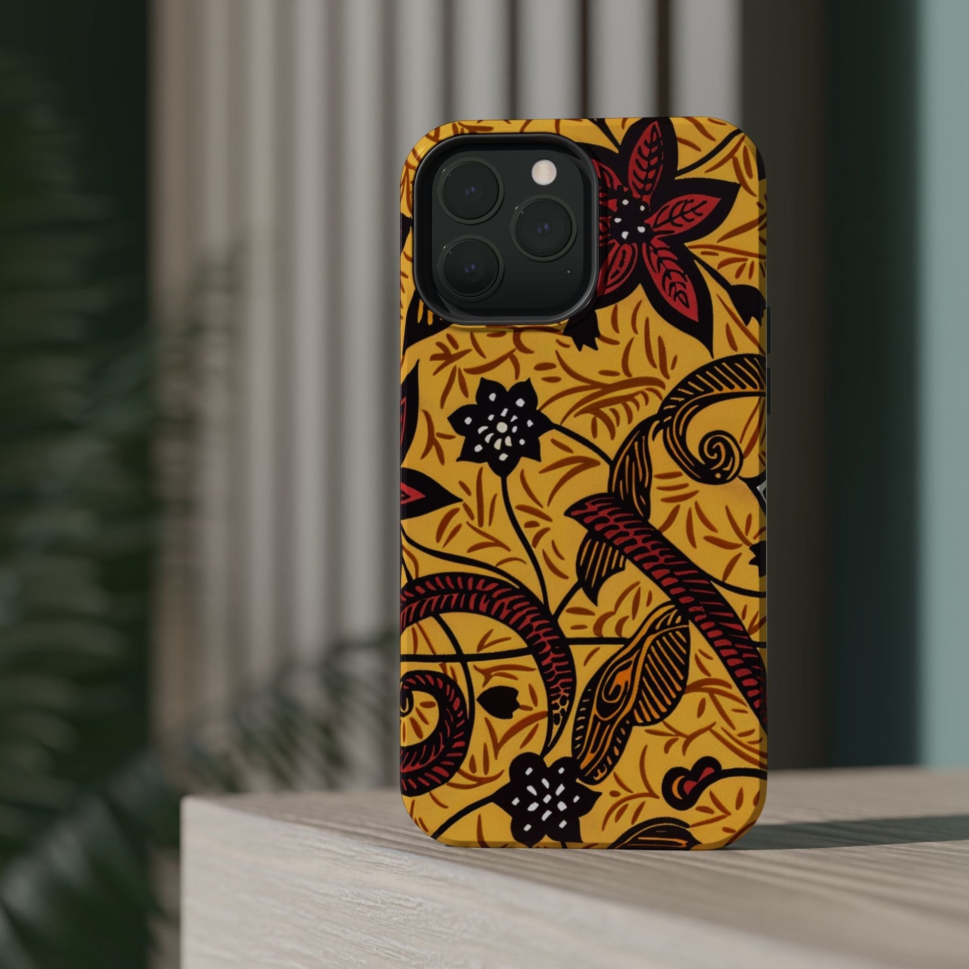 Floral Batik Magnetic Phone Case — Impact - Resistant iPhone Cover - DIGITAL X