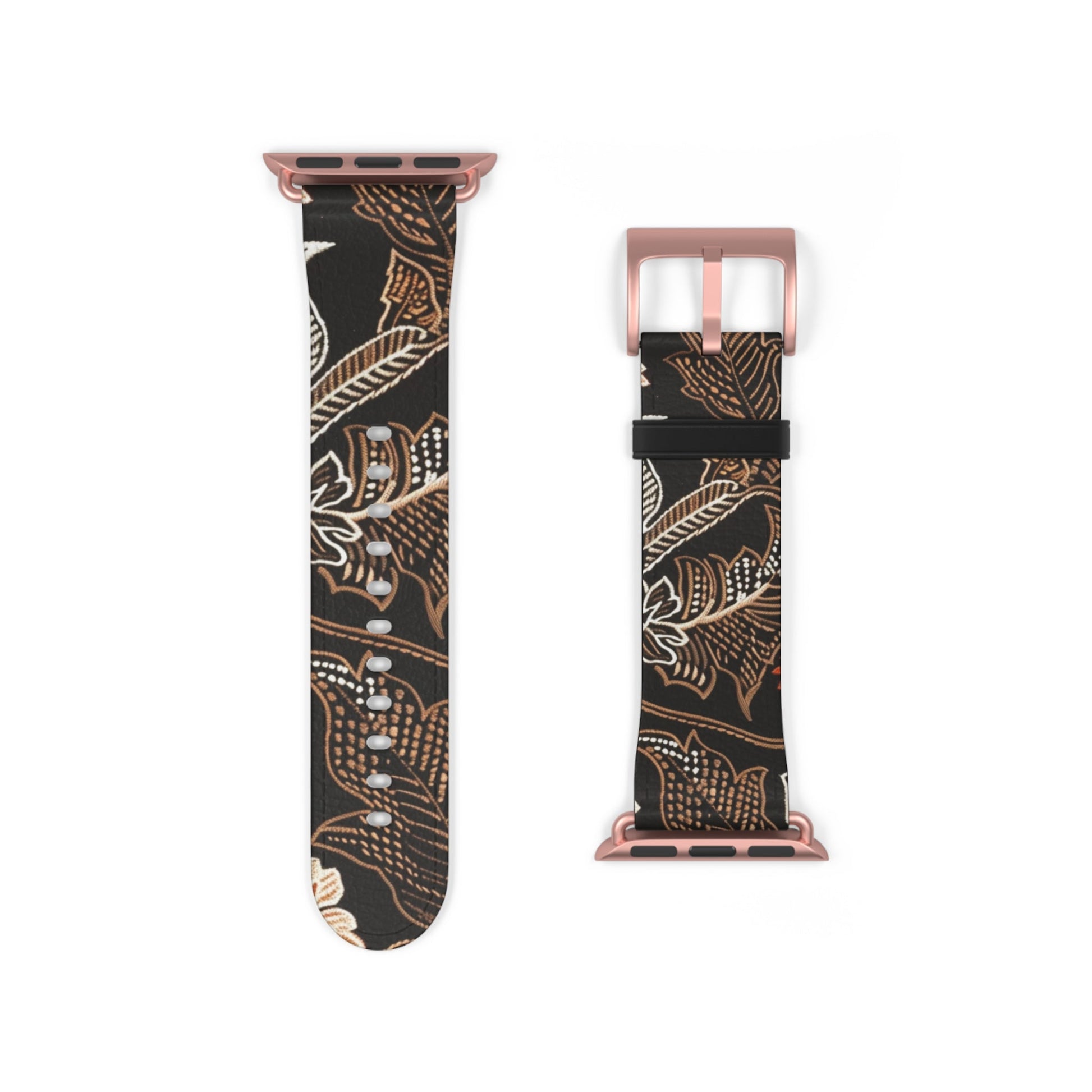 Floral Batik Watch Band — Black & Rust Patterned Apple Watch Strap - DIGITAL X