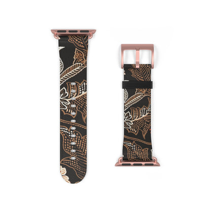 Floral Batik Watch Band — Black & Rust Patterned Apple Watch Strap - DIGITAL X