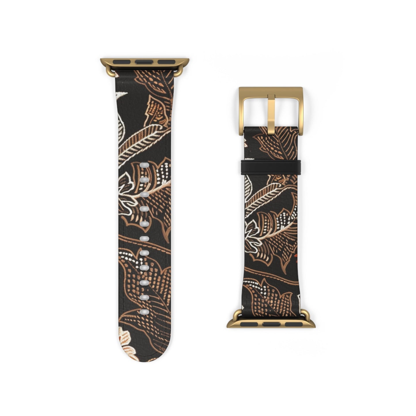 Floral Batik Watch Band — Black & Rust Patterned Apple Watch Strap - DIGITAL X
