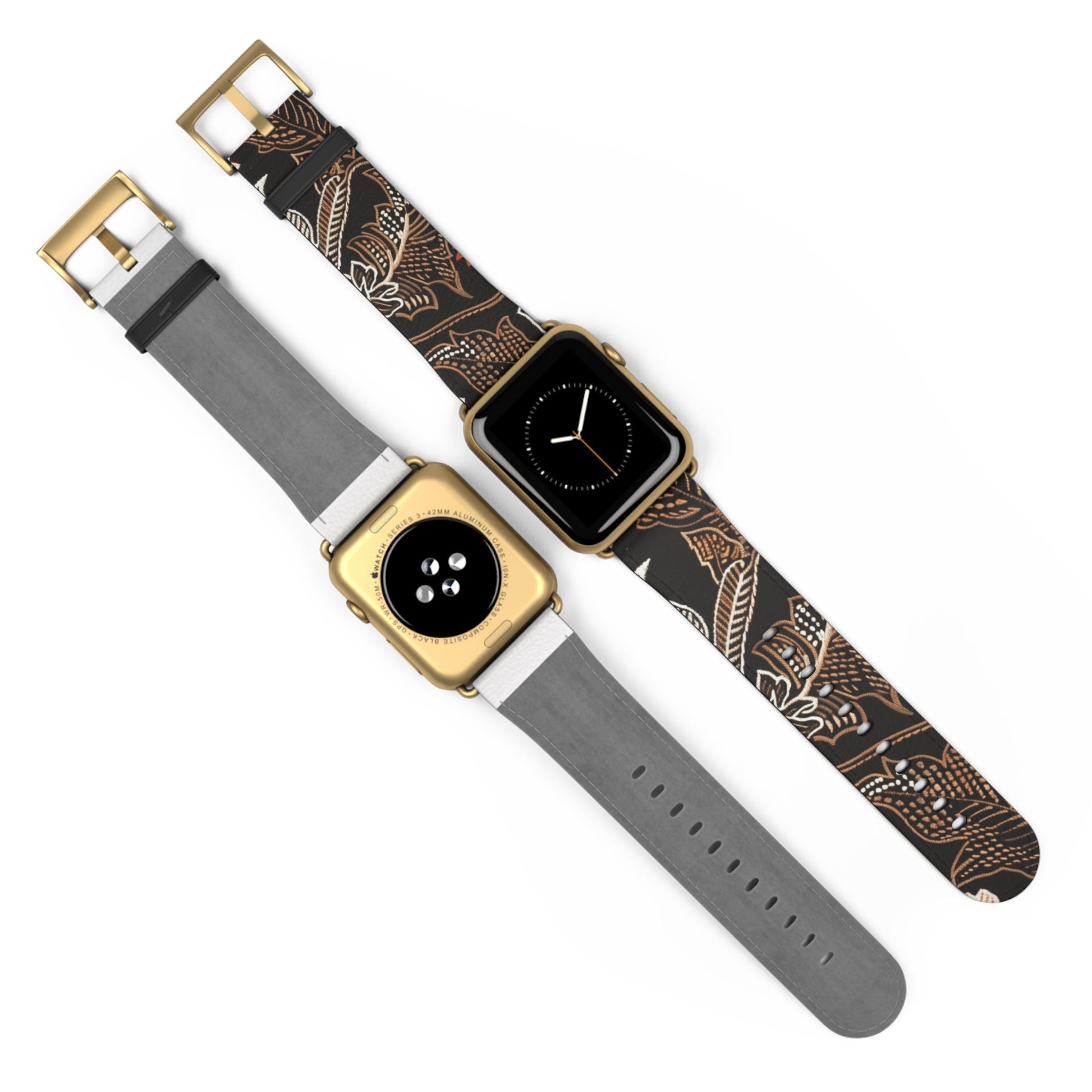 Floral Batik Watch Band — Black & Rust Patterned Apple Watch Strap - DIGITAL X