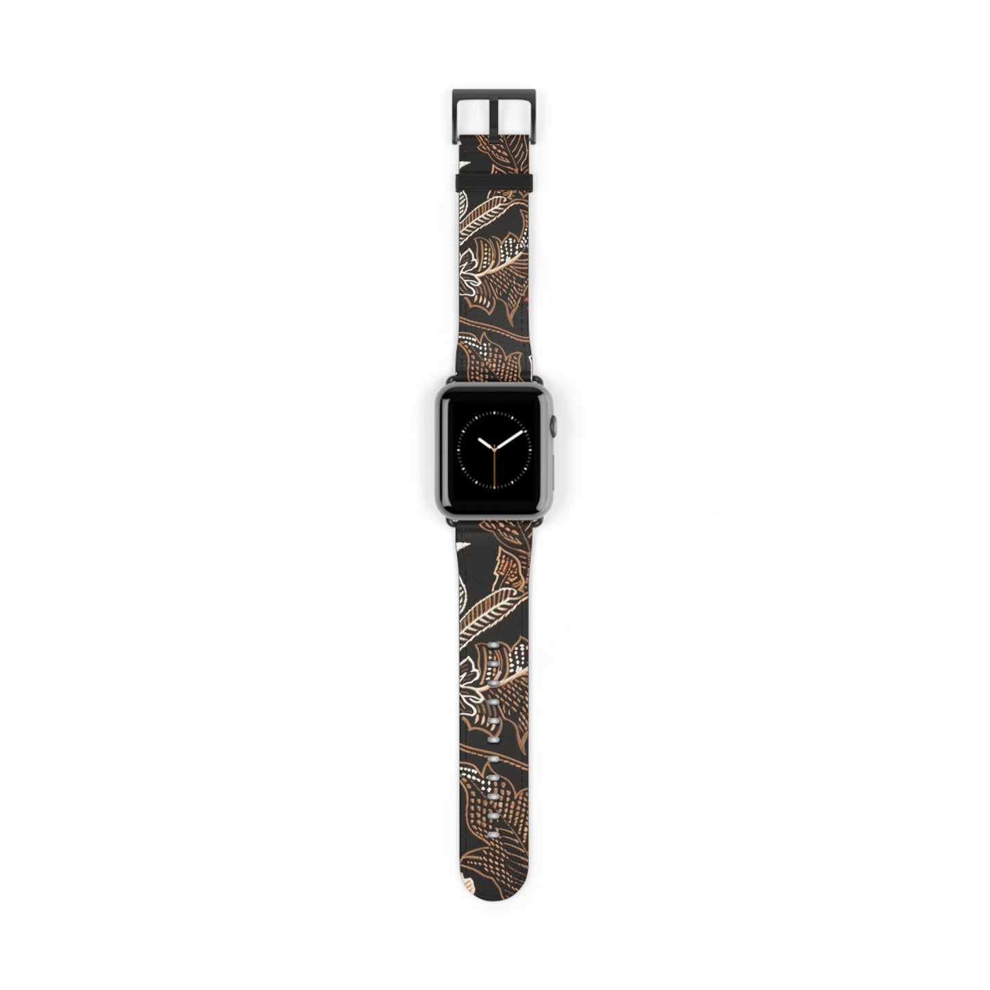 Floral Batik Watch Band — Black & Rust Patterned Apple Watch Strap - DIGITAL X