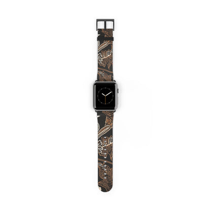 Floral Batik Watch Band — Black & Rust Patterned Apple Watch Strap - DIGITAL X