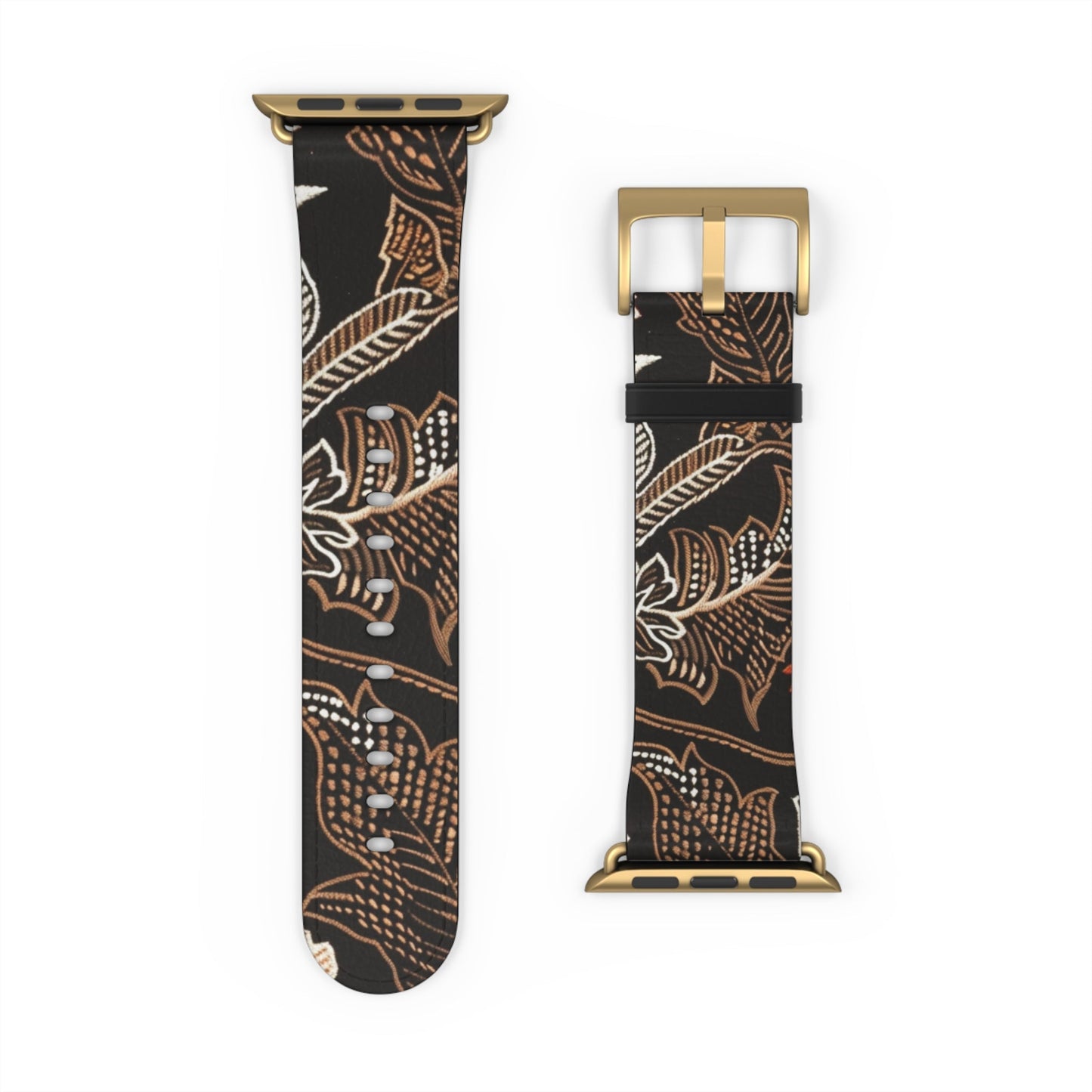 Floral Batik Watch Band — Black & Rust Patterned Apple Watch Strap - DIGITAL X