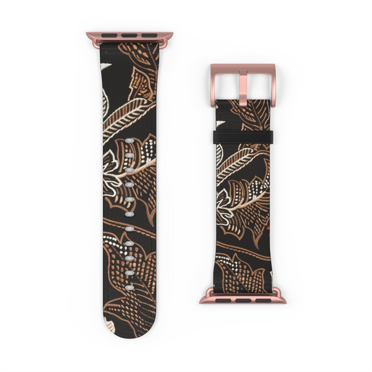 Floral Batik Watch Band — Black & Rust Patterned Apple Watch Strap - DIGITAL X