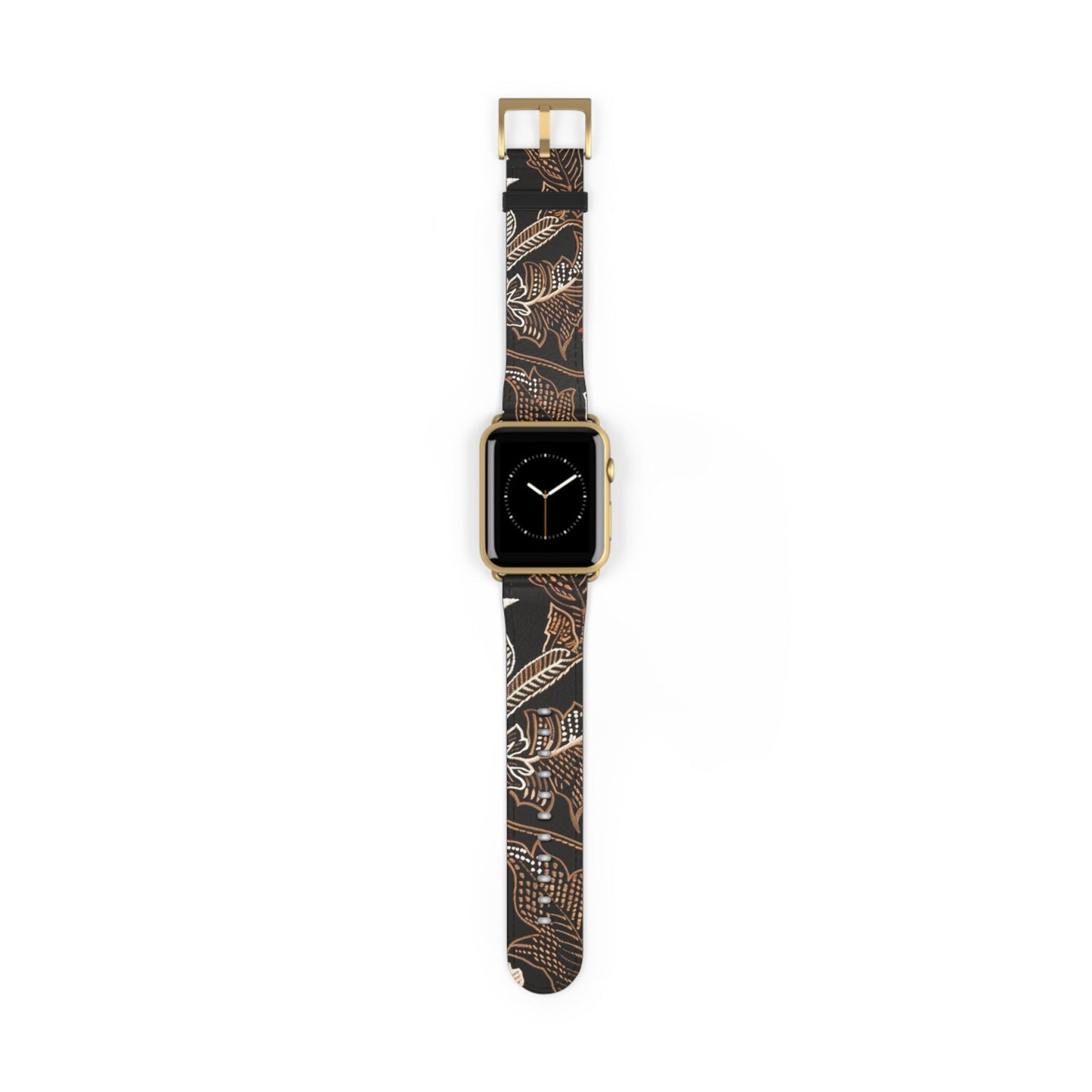 Floral Batik Watch Band — Black & Rust Patterned Apple Watch Strap - DIGITAL X