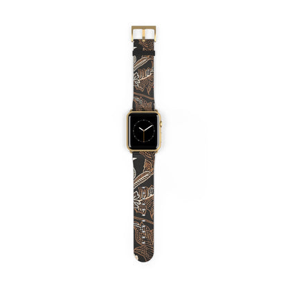 Floral Batik Watch Band — Black & Rust Patterned Apple Watch Strap - DIGITAL X