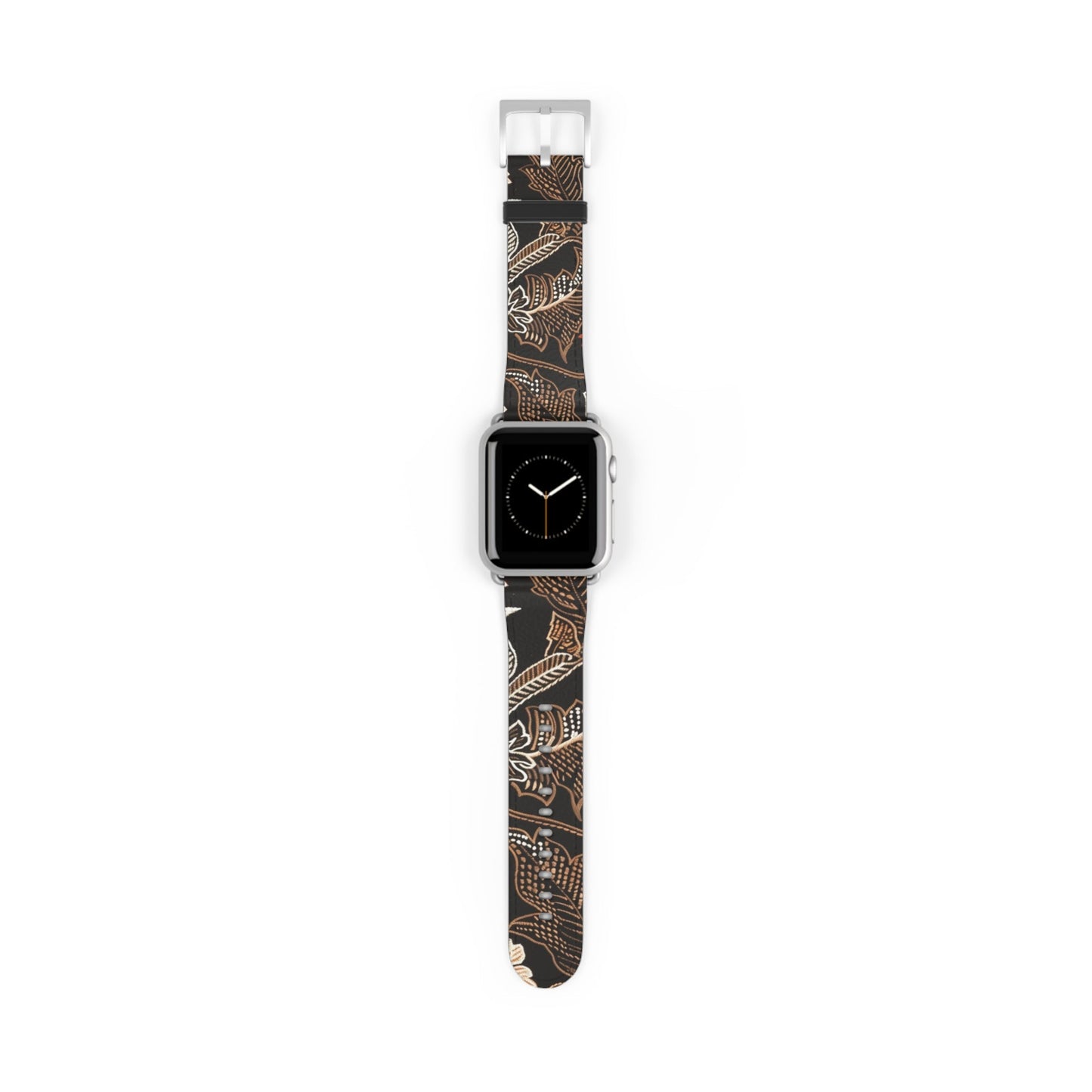 Floral Batik Watch Band — Black & Rust Patterned Apple Watch Strap - DIGITAL X