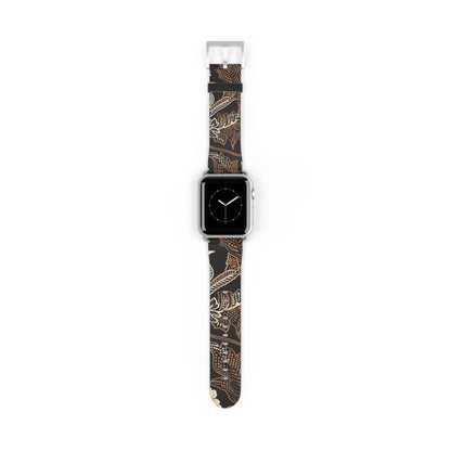 Floral Batik Watch Band — Black & Rust Patterned Apple Watch Strap - DIGITAL X