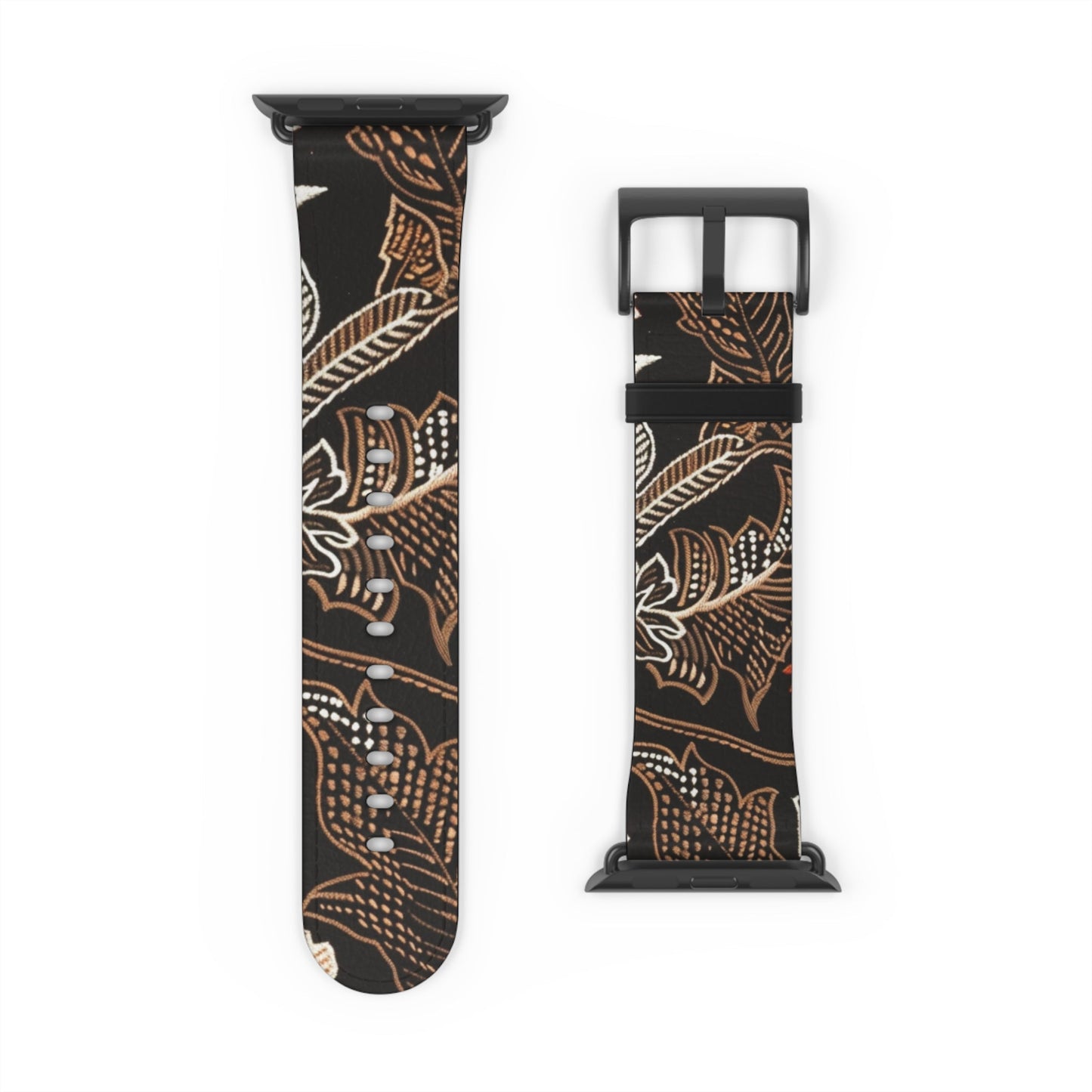 Floral Batik Watch Band — Black & Rust Patterned Apple Watch Strap - DIGITAL X