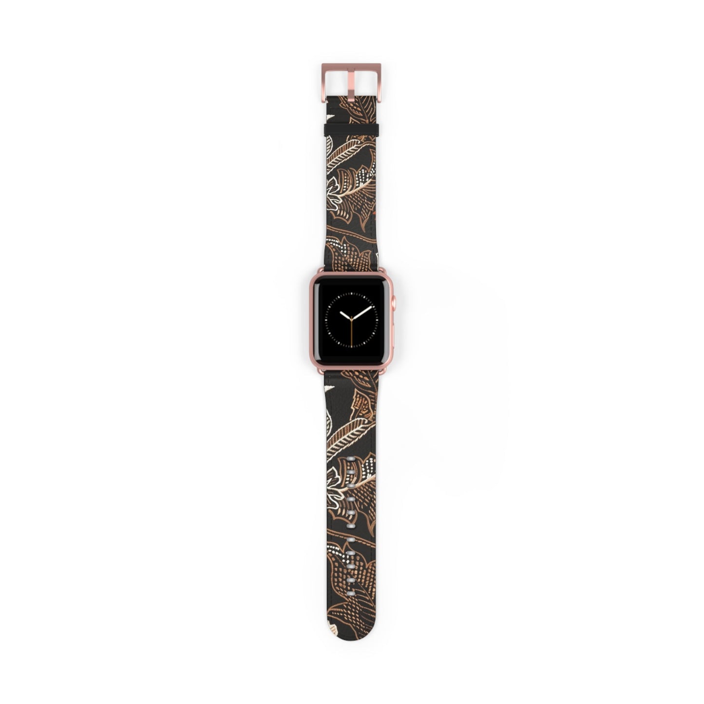 Floral Batik Watch Band — Black & Rust Patterned Apple Watch Strap - DIGITAL X