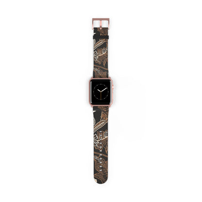 Floral Batik Watch Band — Black & Rust Patterned Apple Watch Strap - DIGITAL X