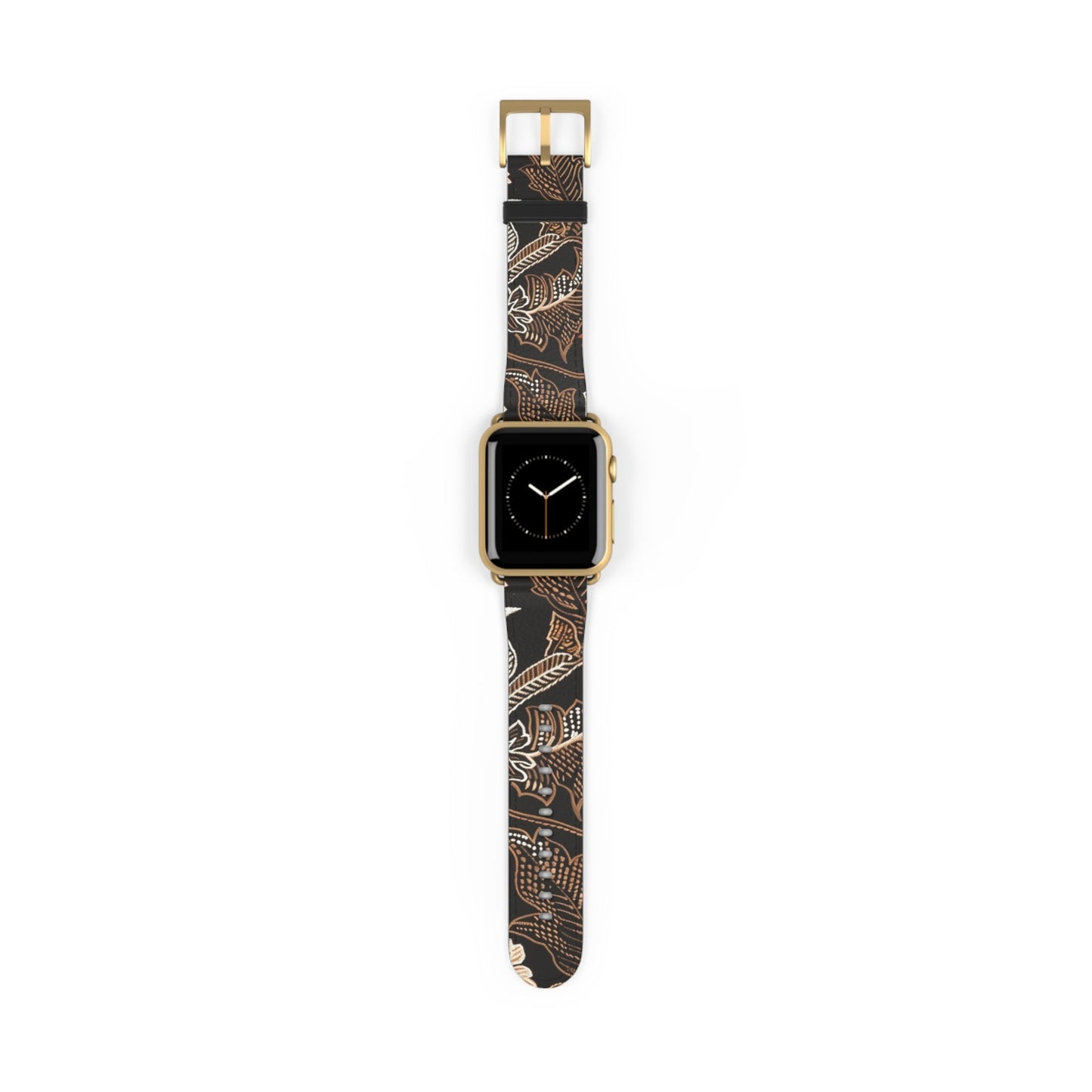Floral Batik Watch Band — Black & Rust Patterned Apple Watch Strap - DIGITAL X