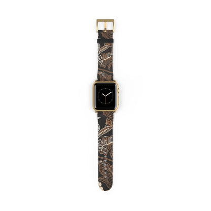 Floral Batik Watch Band — Black & Rust Patterned Apple Watch Strap - DIGITAL X