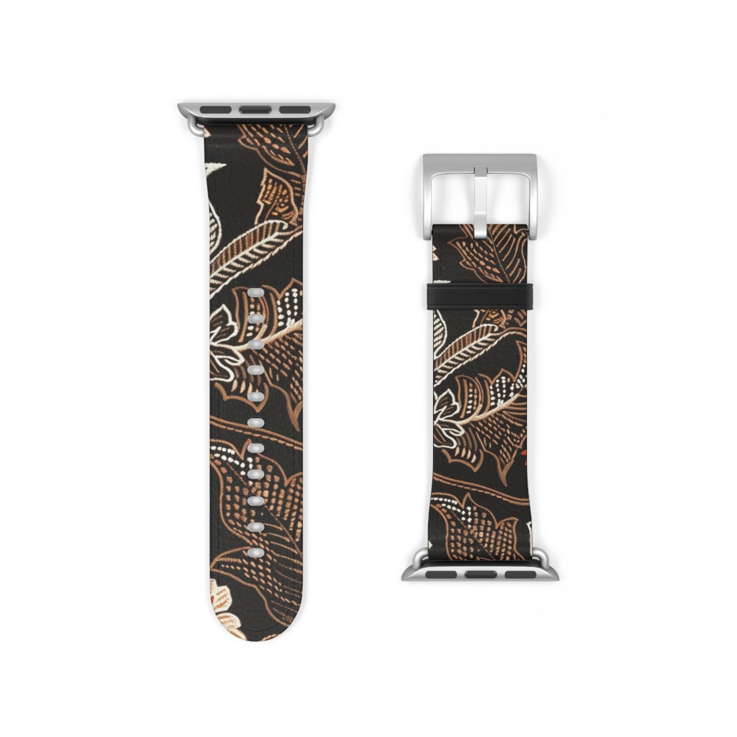 Floral Batik Watch Band — Black & Rust Patterned Apple Watch Strap - DIGITAL X