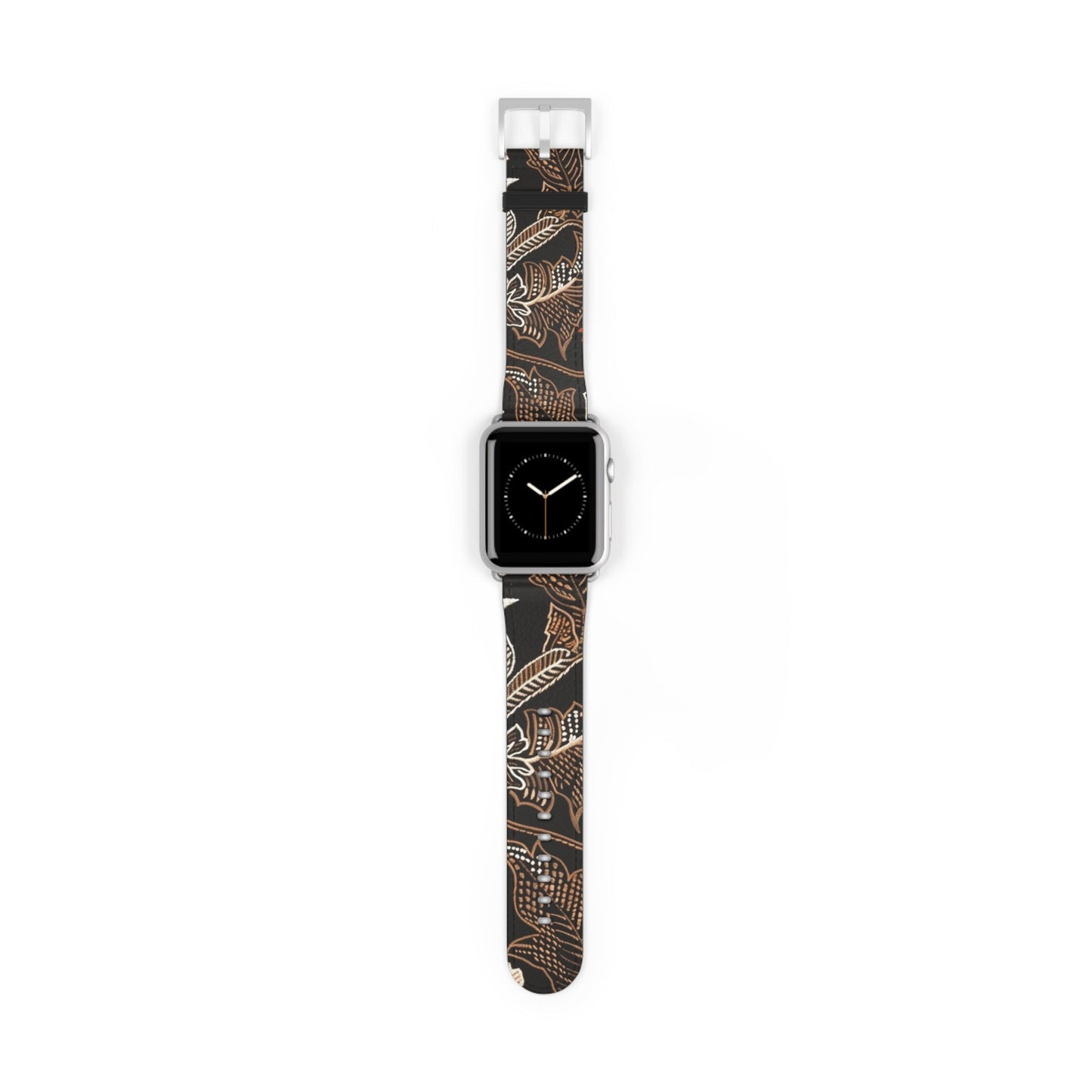 Floral Batik Watch Band — Black & Rust Patterned Apple Watch Strap - DIGITAL X