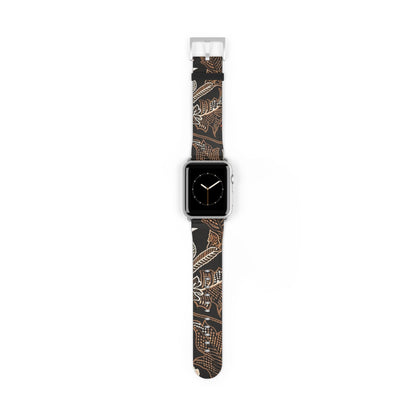 Floral Batik Watch Band — Black & Rust Patterned Apple Watch Strap - DIGITAL X