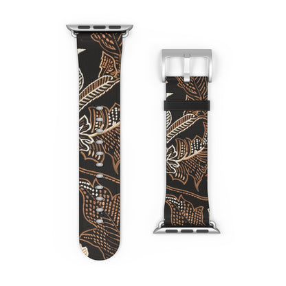 Floral Batik Watch Band — Black & Rust Patterned Apple Watch Strap - DIGITAL X