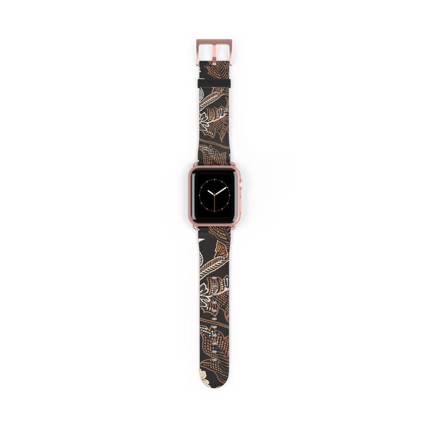 Floral Batik Watch Band — Black & Rust Patterned Apple Watch Strap - DIGITAL X