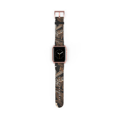 Floral Batik Watch Band — Black & Rust Patterned Apple Watch Strap - DIGITAL X