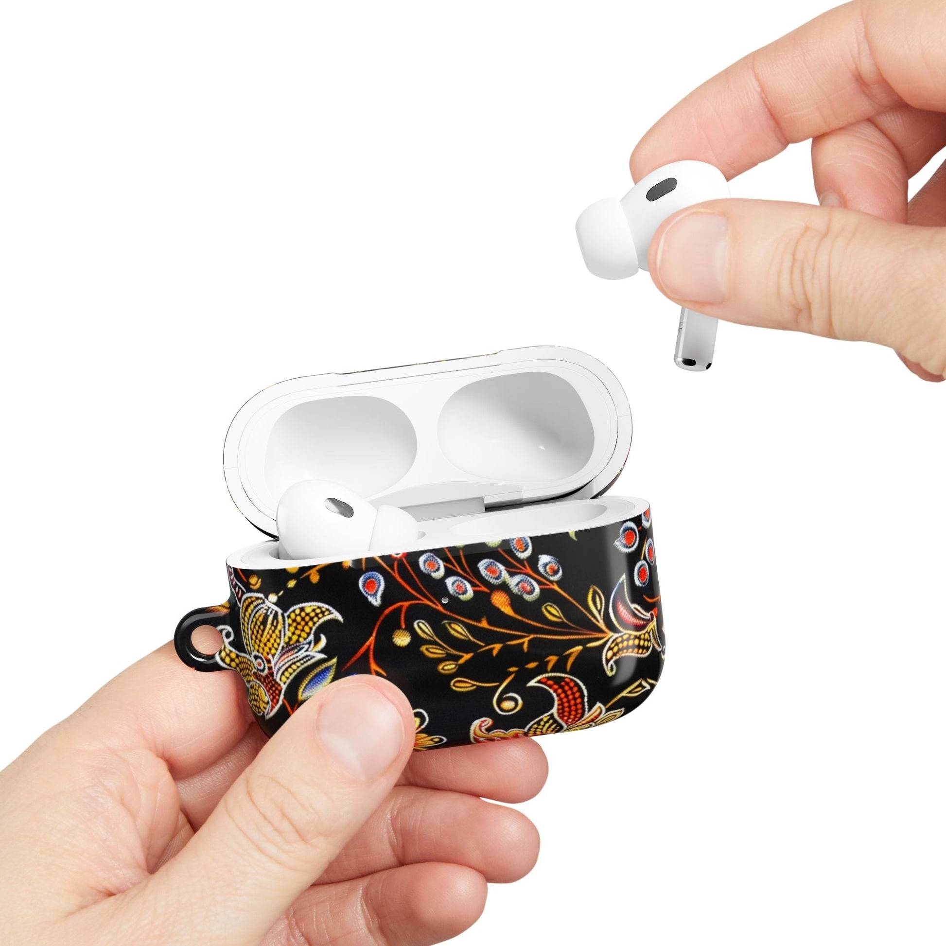 Floral Black AirPods Case – Vintage Paisley Protective Cover - DIGITAL X