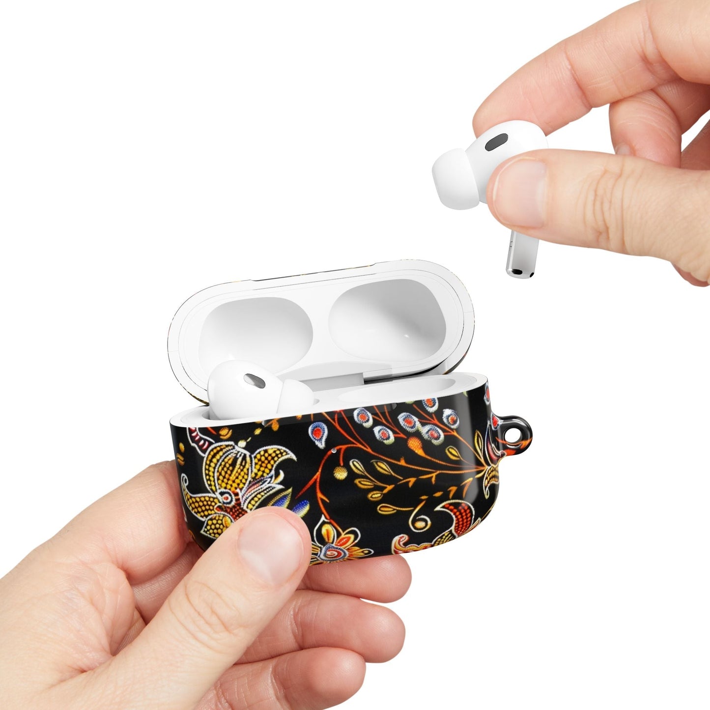 Floral Black AirPods Case – Vintage Paisley Protective Cover - DIGITAL X