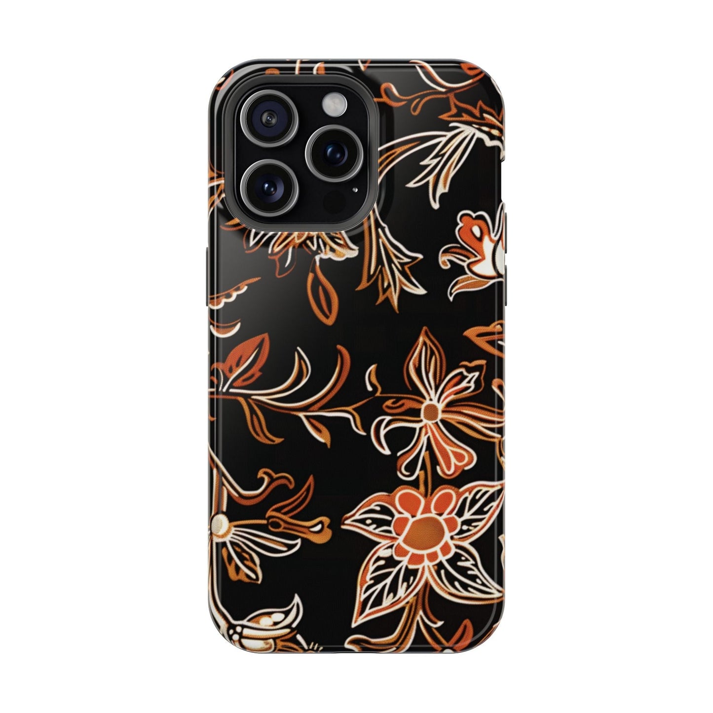 Floral Black & Copper Phone Case — Magnetic Impact - Resistant - DIGITAL X