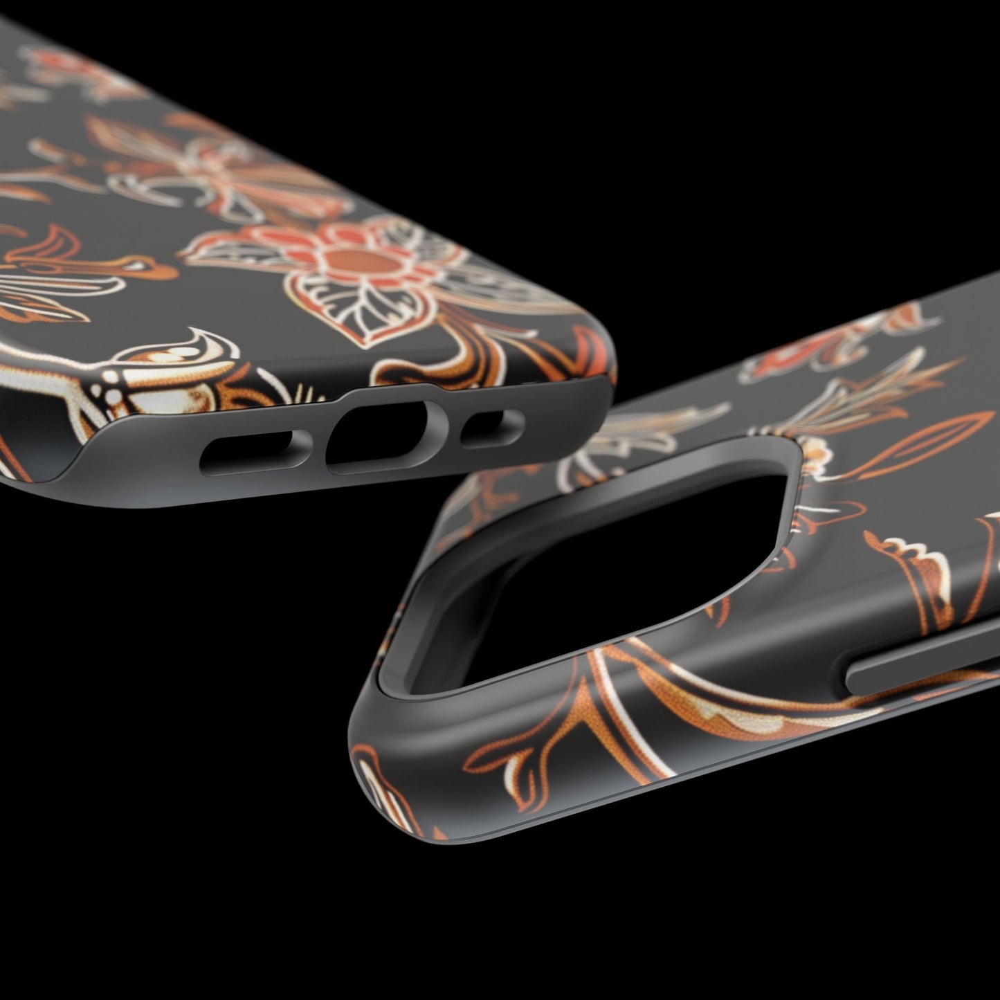 Floral Black & Copper Phone Case — Magnetic Impact - Resistant - DIGITAL X