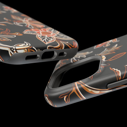 Floral Black & Copper Phone Case — Magnetic Impact - Resistant - DIGITAL X