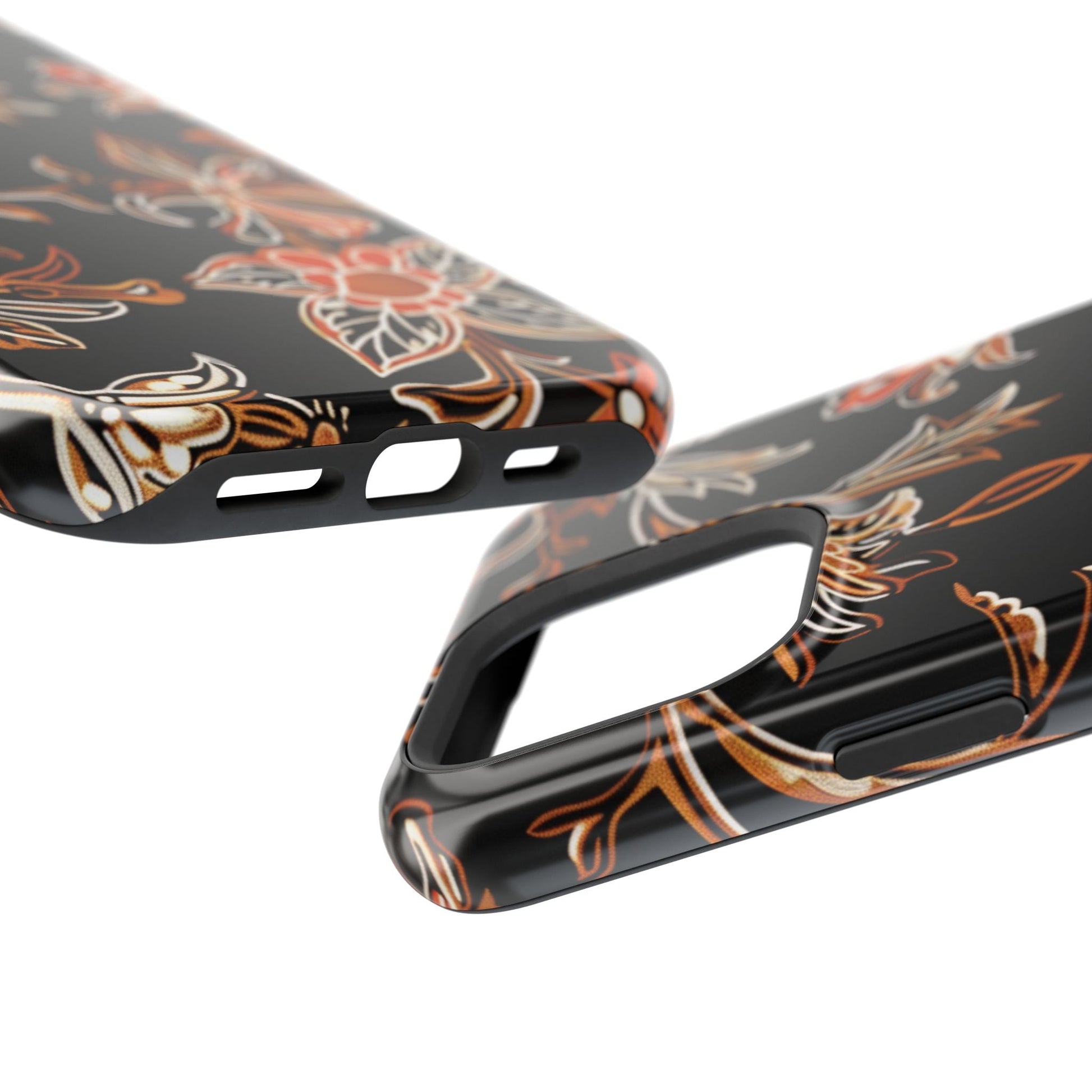 Floral Black & Copper Phone Case — Magnetic Impact - Resistant - DIGITAL X