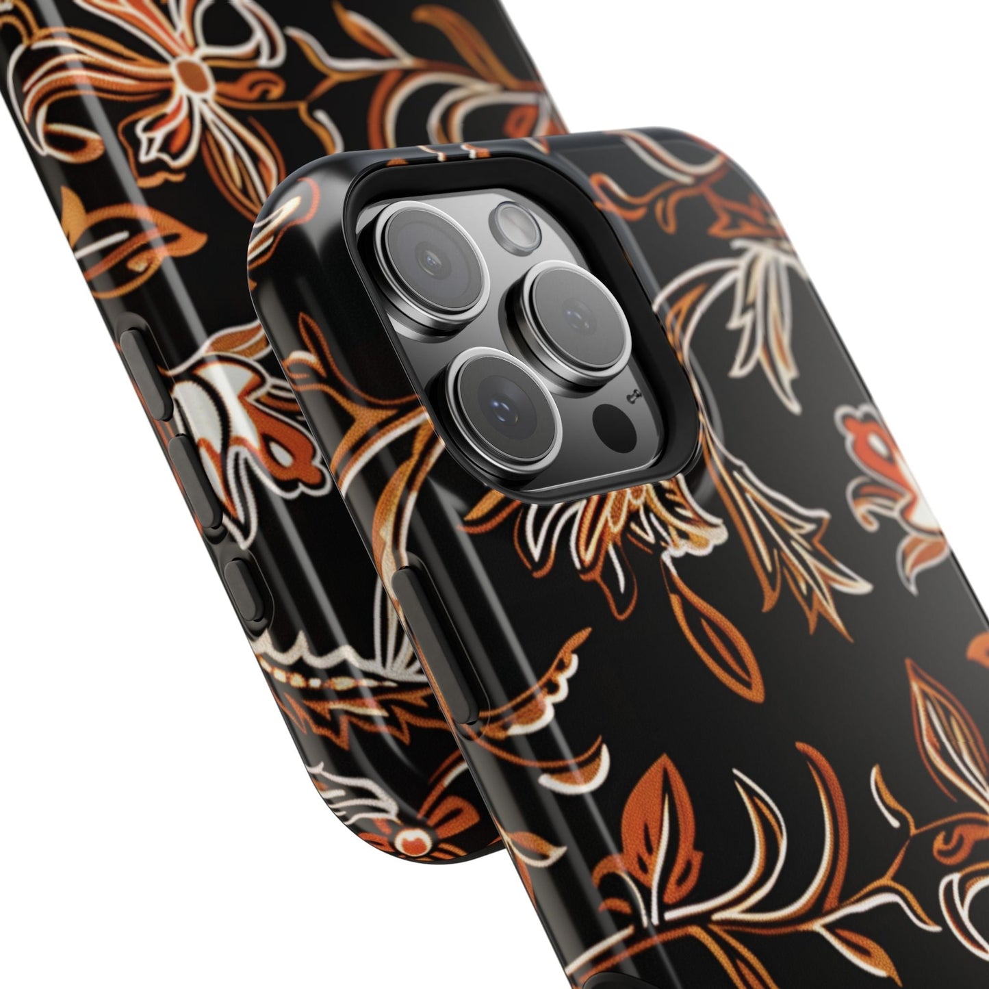 Floral Black & Copper Phone Case — Magnetic Impact - Resistant - DIGITAL X