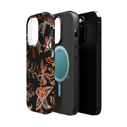 Floral Black & Copper Phone Case — Magnetic Impact - Resistant - DIGITAL X