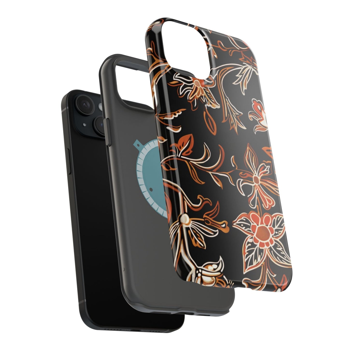 Floral Black & Copper Phone Case — Magnetic Impact - Resistant - DIGITAL X