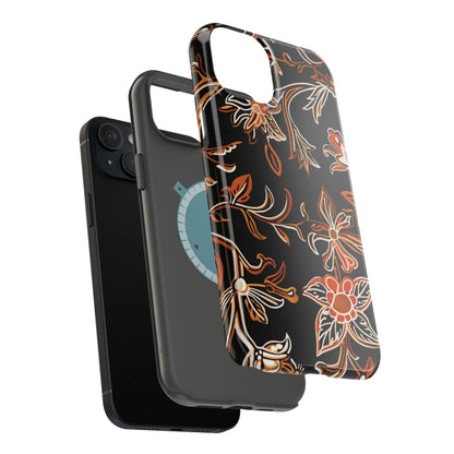 Floral Black & Copper Phone Case — Magnetic Impact - Resistant - DIGITAL X