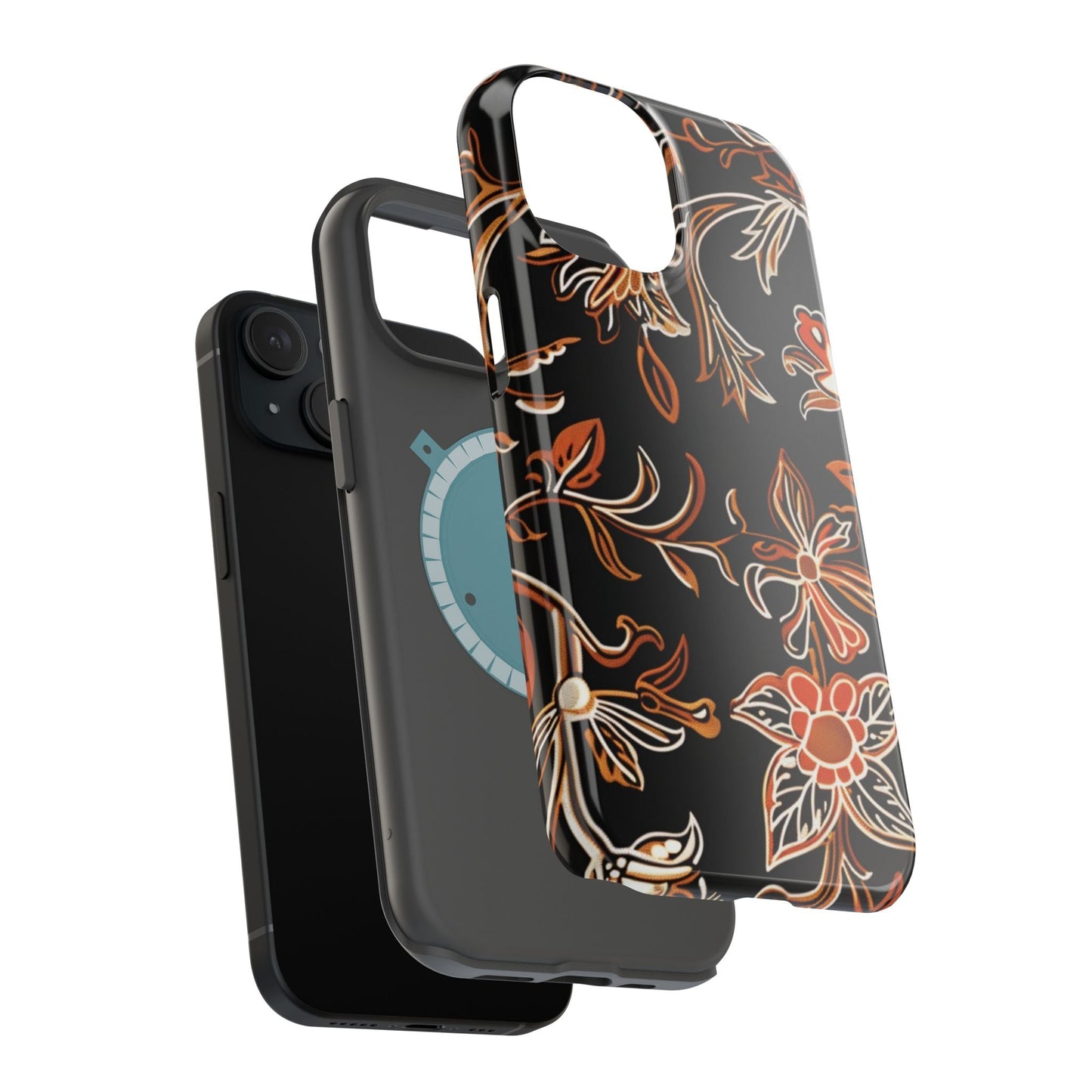 Floral Black & Copper Phone Case — Magnetic Impact - Resistant - DIGITAL X