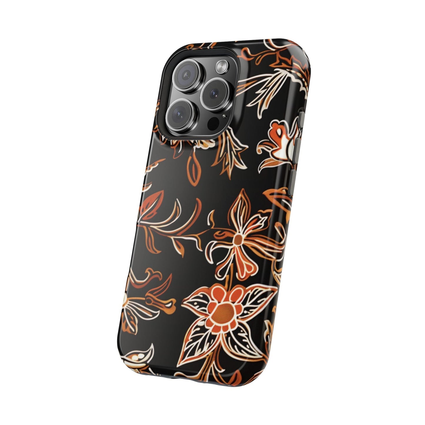 Floral Black & Copper Phone Case — Magnetic Impact - Resistant - DIGITAL X