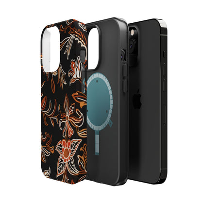 Floral Black & Copper Phone Case — Magnetic Impact - Resistant - DIGITAL X