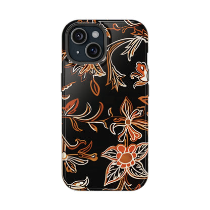 Floral Black & Copper Phone Case — Magnetic Impact - Resistant - DIGITAL X