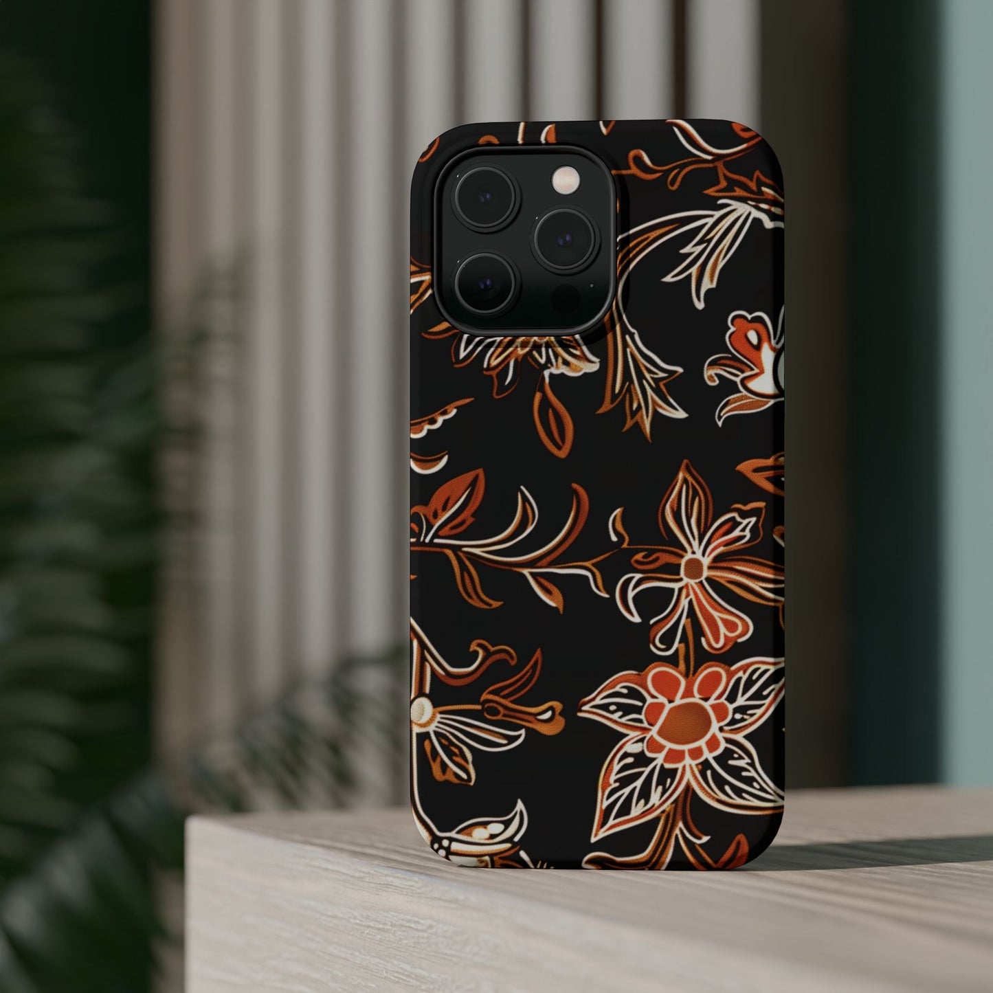 Floral Black & Copper Phone Case — Magnetic Impact - Resistant - DIGITAL X